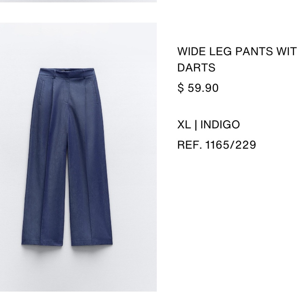 Zara Indigo Wide Leg Pants